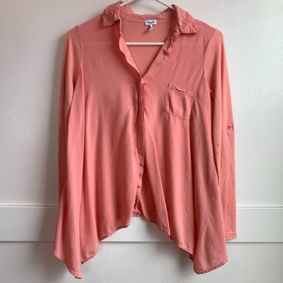 Splendid Salmon Long Sleeve Button Down Shirt - Picture 1 of 5
